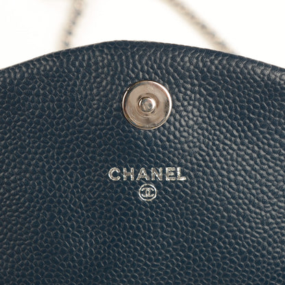 Chanel Caviar Half Moon Wallet On Chain WOC Navy Blue 6 of 8