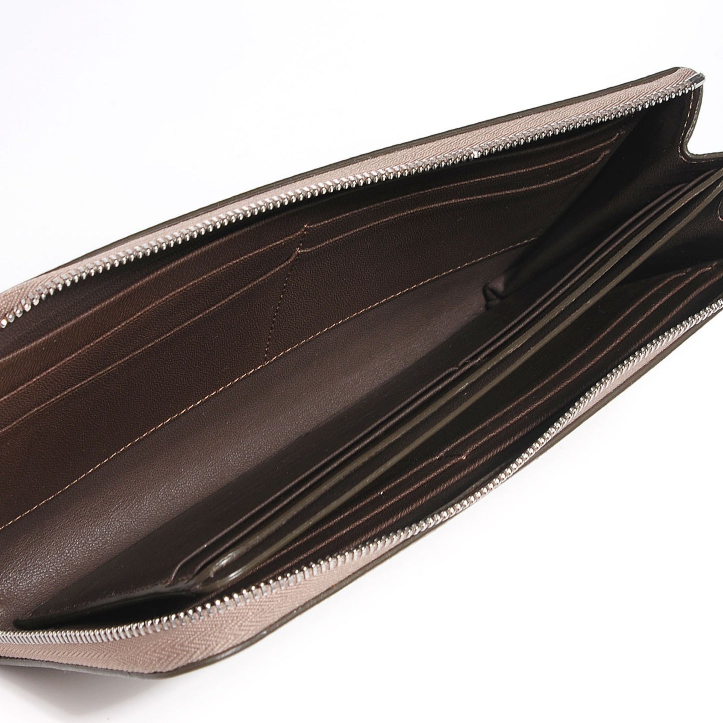 Drummed Calfskin Multifunction Large Zip Around Wallet Taupe