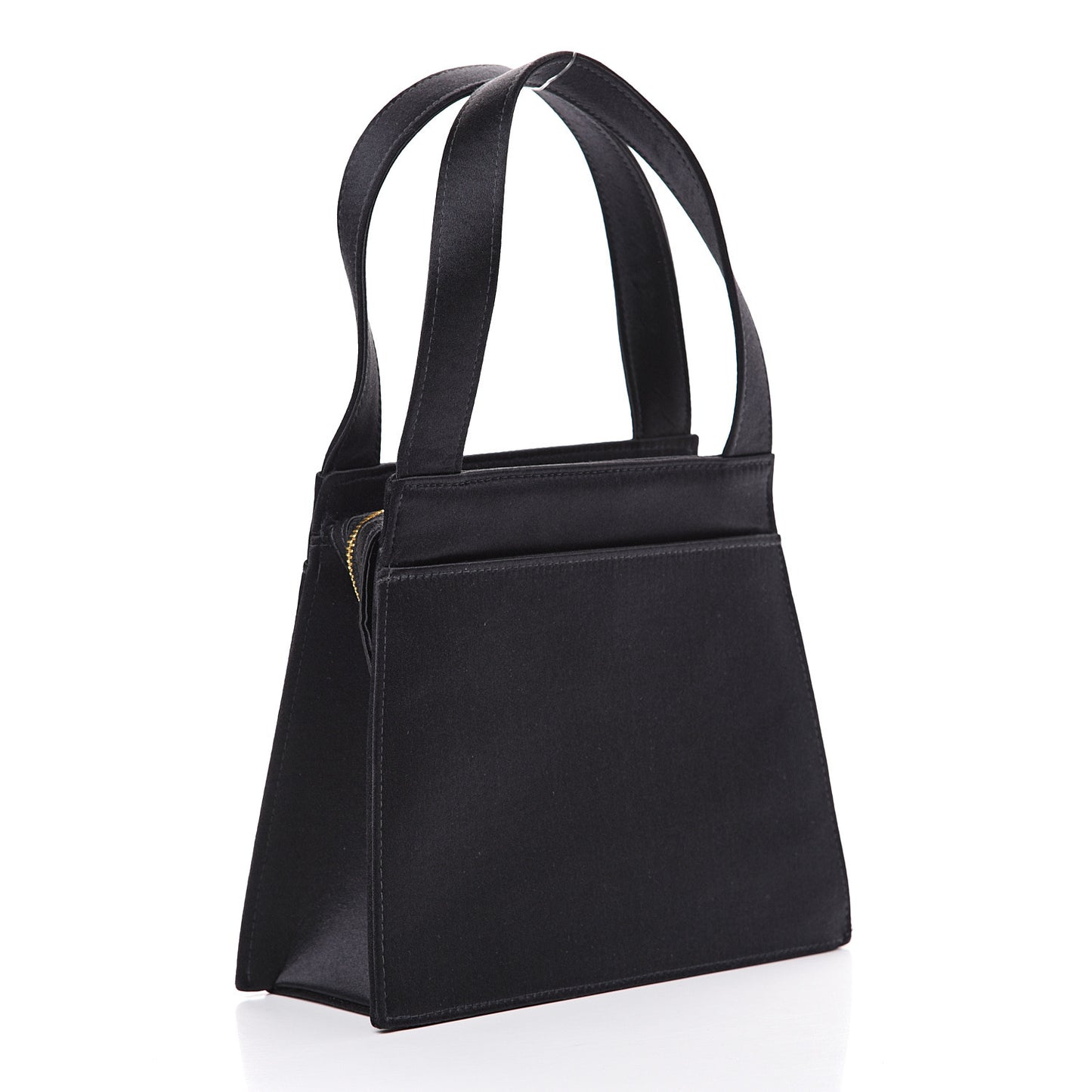 Satin Top Handle Evening Bag Black