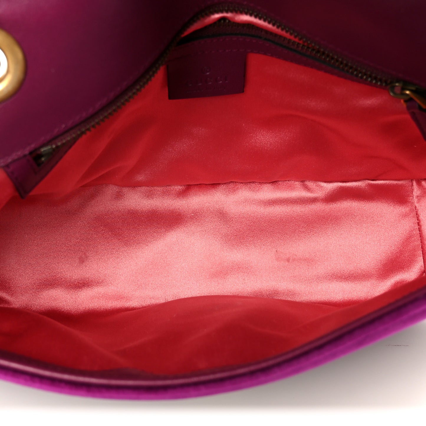 Velvet Matelasse Small GG Marmont Shoulder Bag Fuchsia Violet Cyclamen