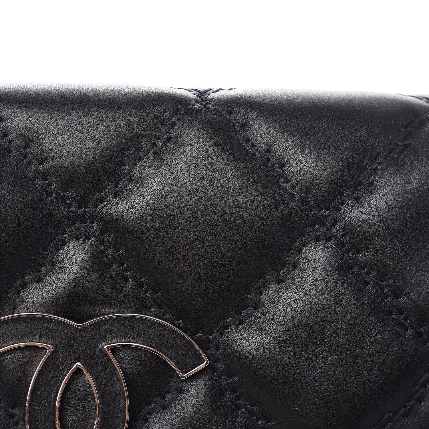 Chanel Calfskin Double Stitch Large Hamptons Flap Bag Black 15 of 16