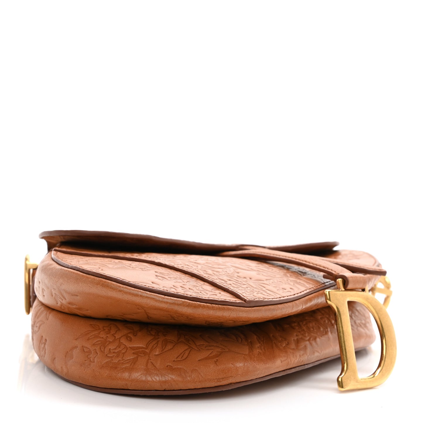 Calfskin Laser Cut Saddle Bag Brown Multicolor