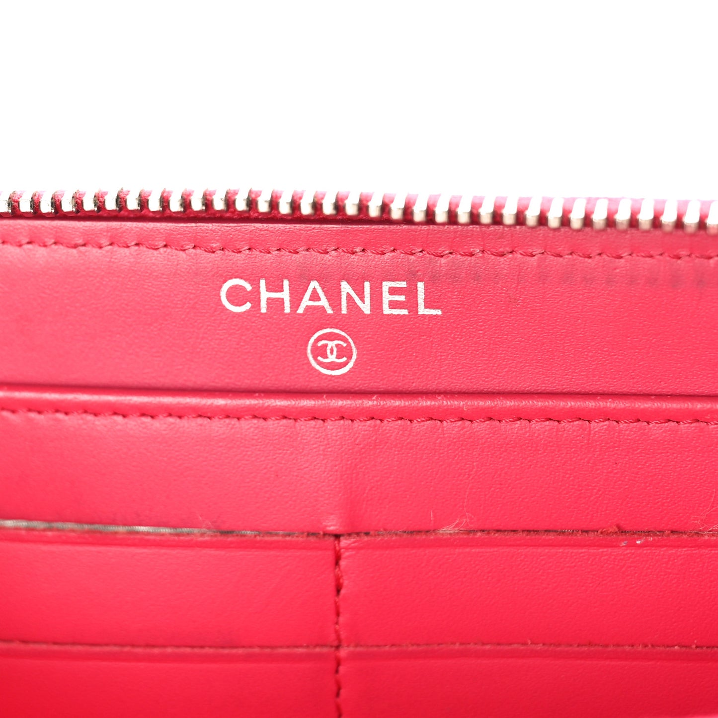 Patent Quilted Double Stitched Zip Around Wallet Pink