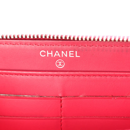 Chanel Patent Quilted Double Stitched Zip Around Wallet Pink 6 of 15