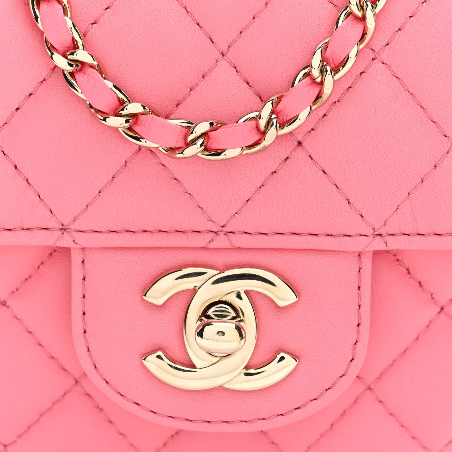 Lambskin Quilted Large CC In Love Heart Bag Pink