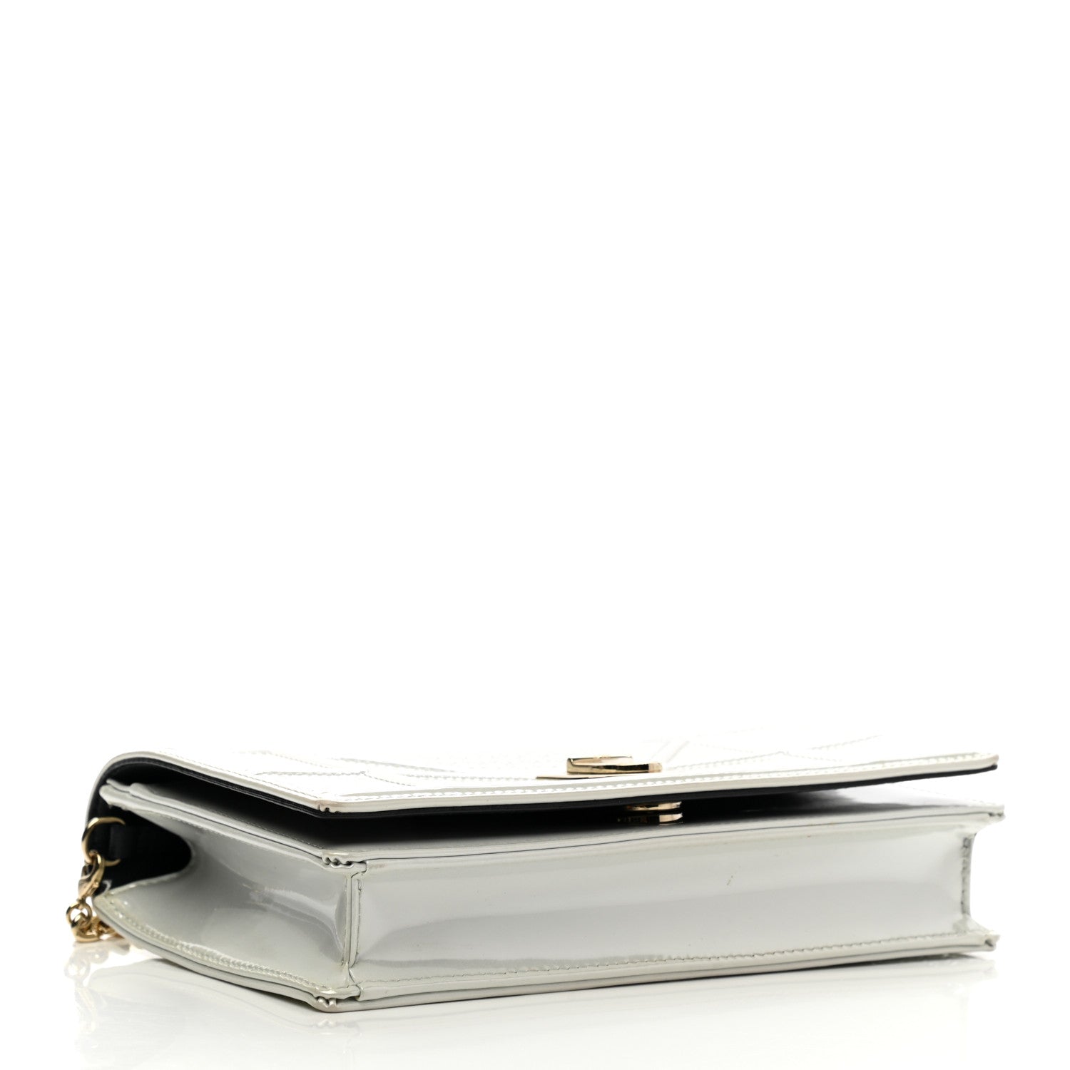 Christian Dior Patent Micro-Cannage Diorama Wallet on Chain Pouch White 4 of 15
