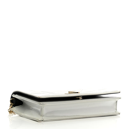 Christian Dior Patent Micro-Cannage Diorama Wallet on Chain Pouch White 4 of 15