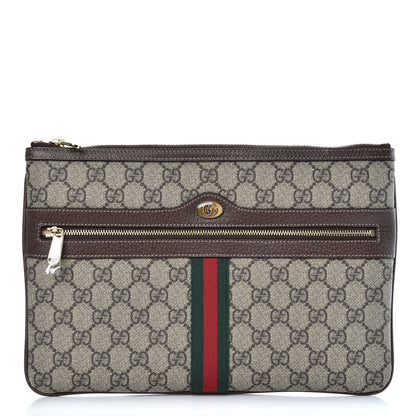 Gucci GG Supreme Monogram Large Ophidia Pouch Clutch Brown 1 of 7