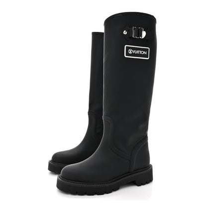 Louis Vuitton Rubber Calfskin Territory Flat Boots 36 Black 3 of 9