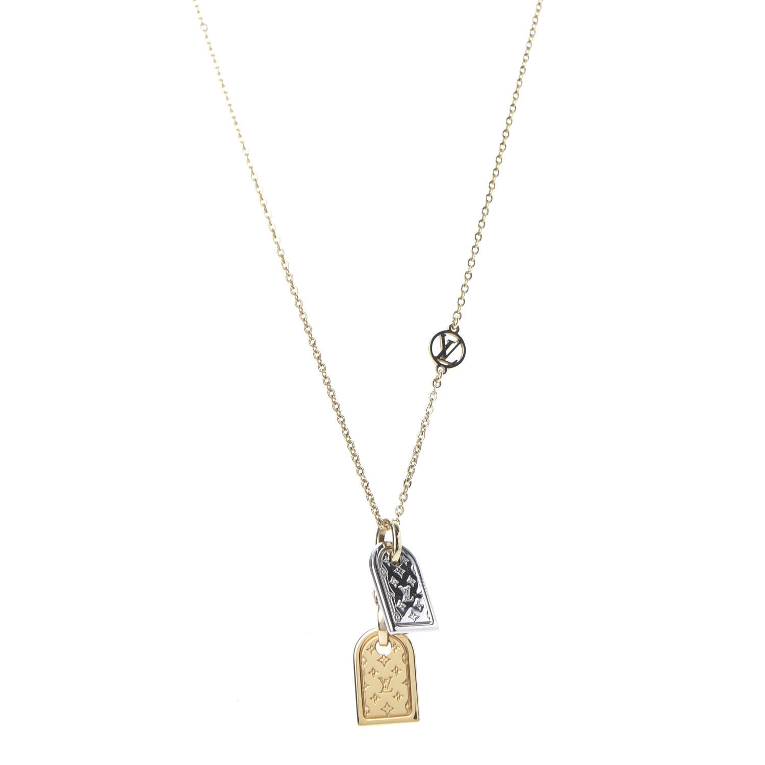 Louis Vuitton Nanogram Name Tag Necklace Gold 1 of 5