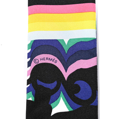Hermes Silk Brides De Gala Shadow Twilly Black Jaune Multicolor 3 of 5