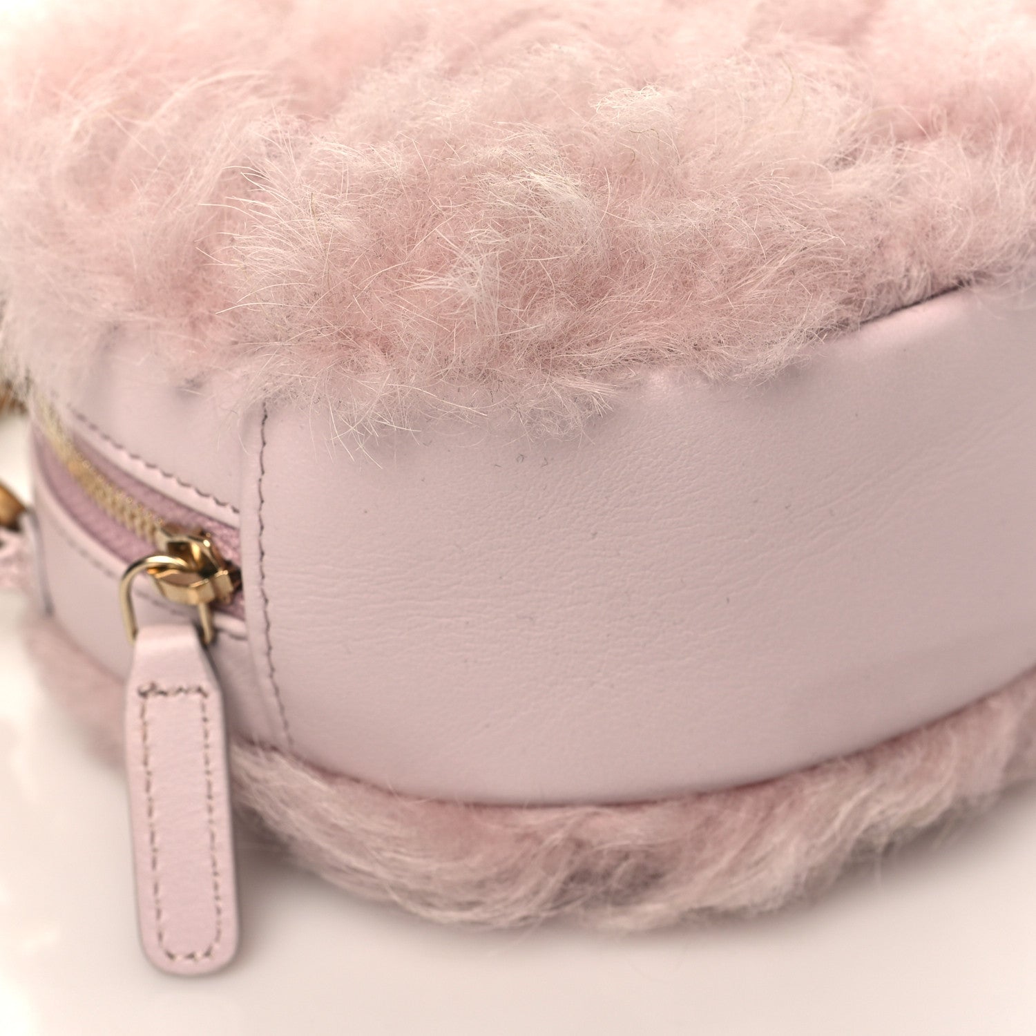 Chanel Shearling Sheepskin Chanel 19 Round Clutch With Chain Light Pink 7 of 8