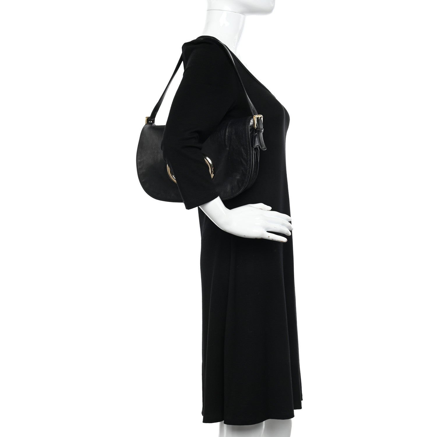 Gucci Calfskin Small Britt Shoulder Bag Black 4 of 10