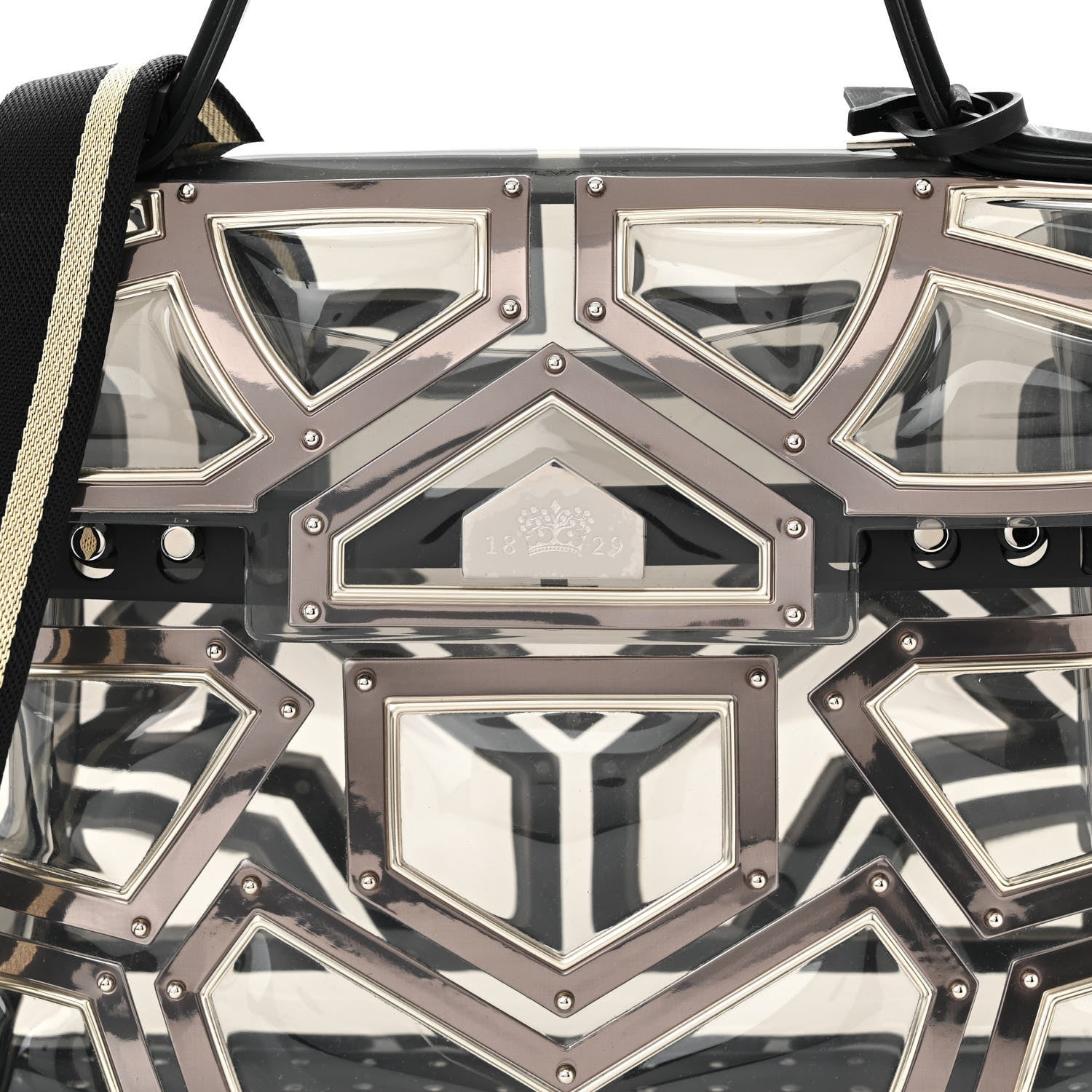 Delvaux Vinyl Gladiator Tempete Satchel Antique Silver Gold 7 of 9