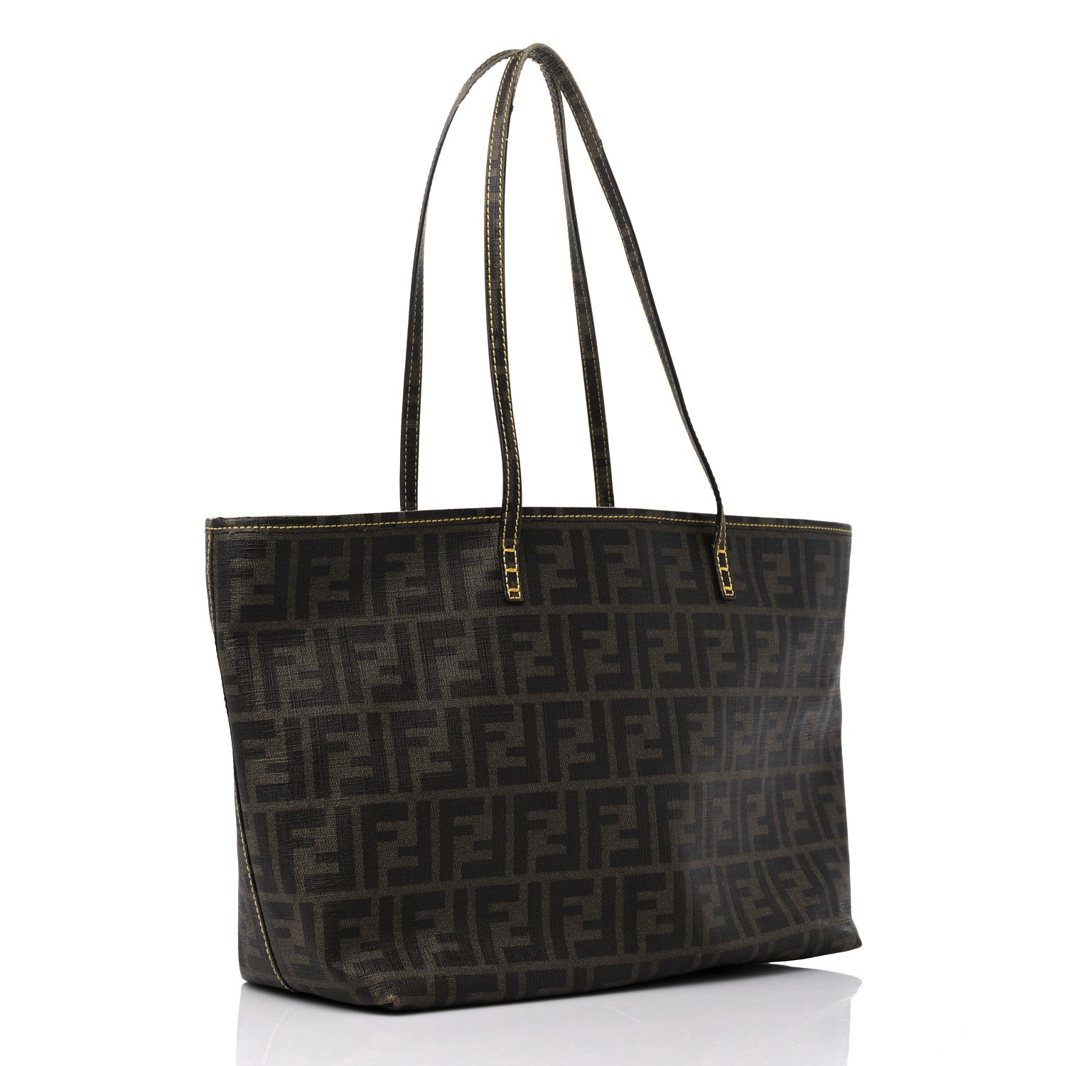 Fendi Zucca Spalmati Small Roll Tote Tobacco Giallo 2 of 15