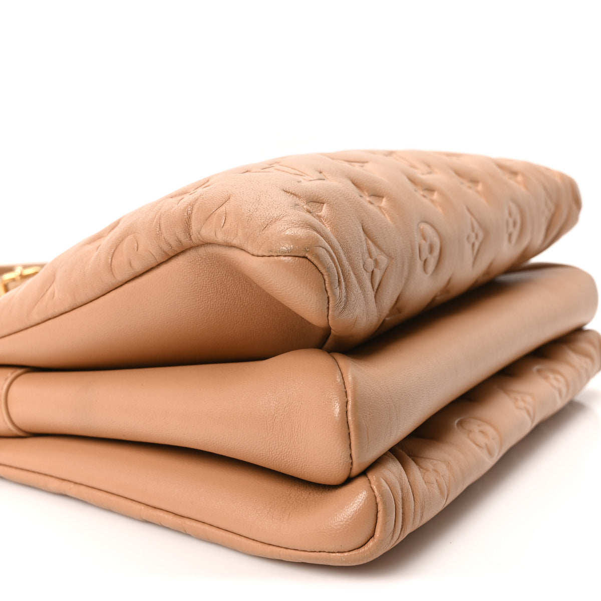 Lambskin Embossed Monogram Coussin PM Camel