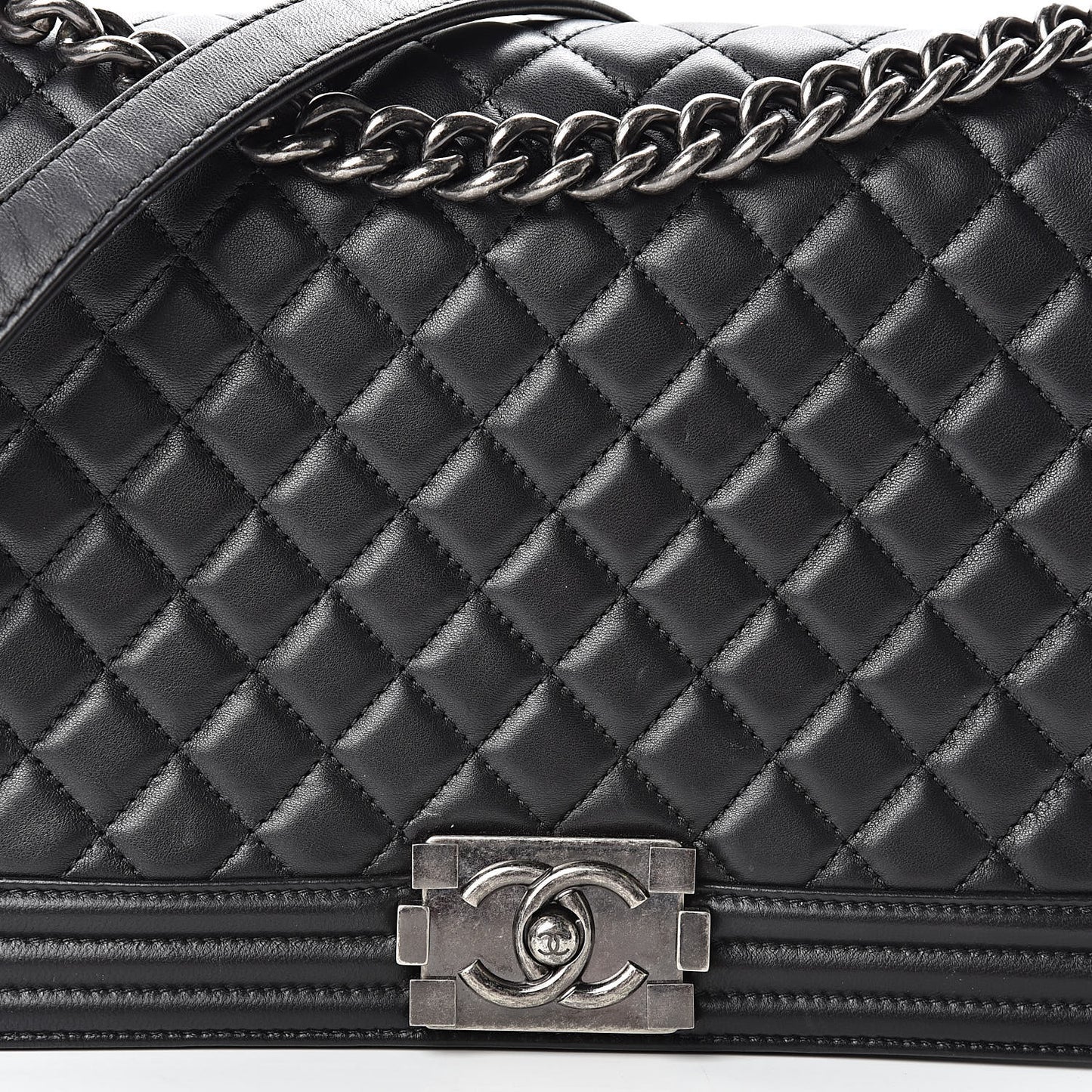 Lambskin Quilted New Medium Boy Flap Black