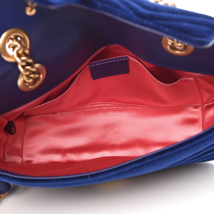 Gucci Velvet Matelasse Mini GG Marmont Shoulder Bag Cobalt Blue 5 of 7