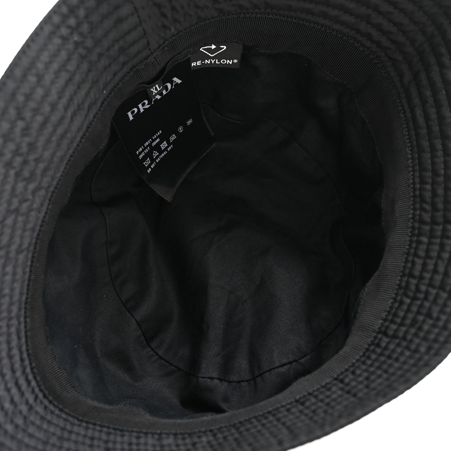 Re-Nylon Metal Triangle Logo Womens Bucket Hat XL Black