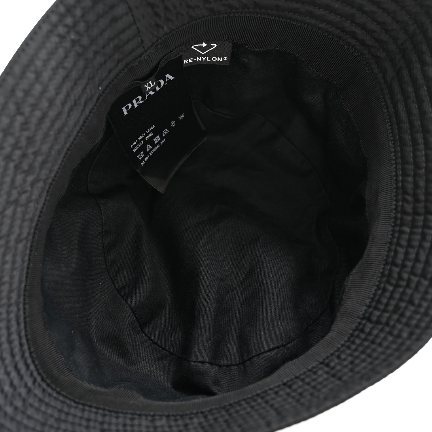 Prada Re-Nylon Metal Triangle Logo Womens Bucket Hat XL Black 7 of 11