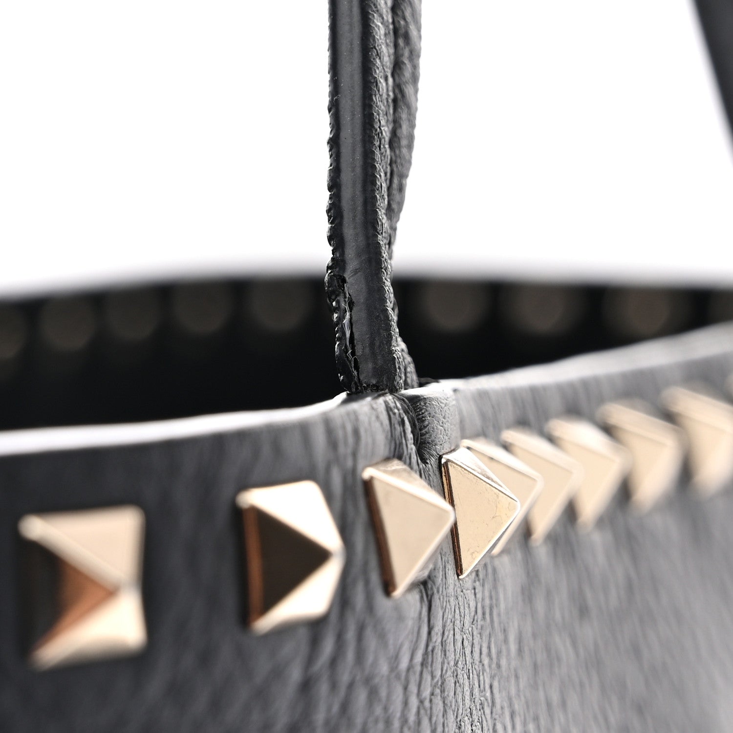 Valentino Garavani Grained Calfskin Rockstud Shoulder Tote Black 11 of 13