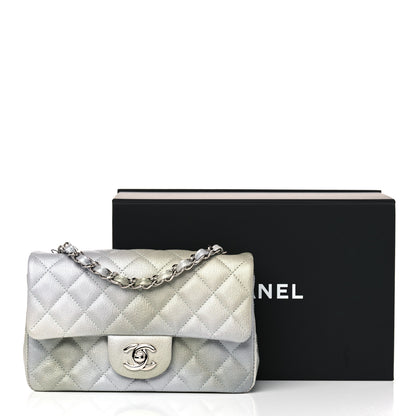 Chanel Metallic Goatskin Quilted Ombre Mini Rectangular Flap Grey Green 10 of 10