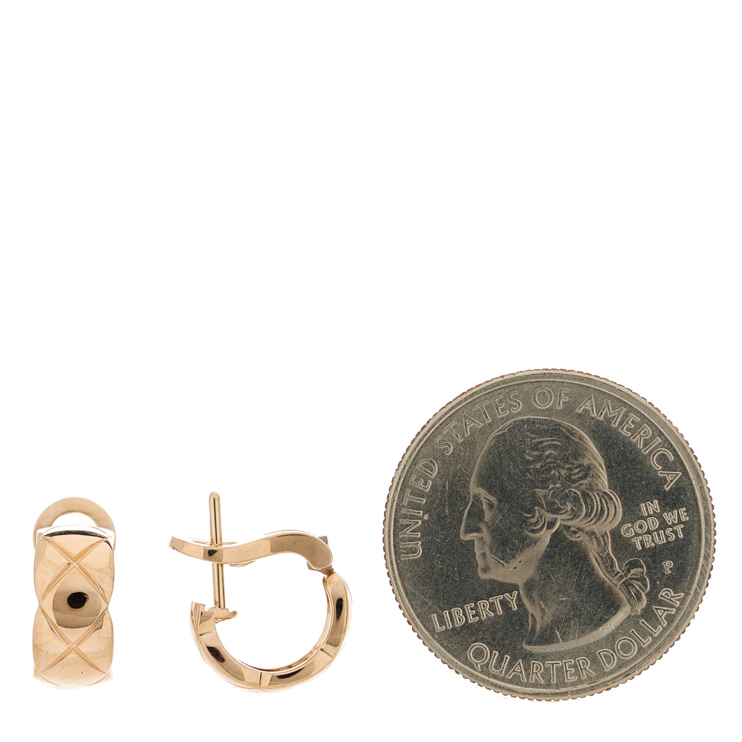 Chanel 18K Beige Gold Coco Crush Hoop Earrings 2 of 5