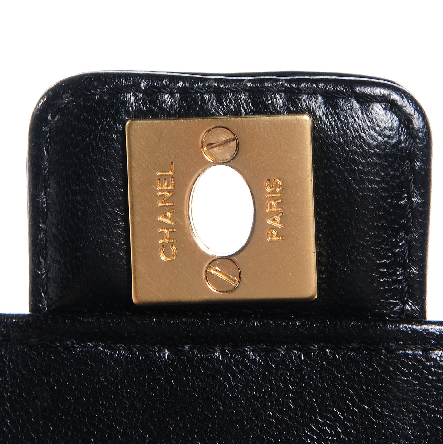 Patent Calfskin Quilted Mini Square Flap Black