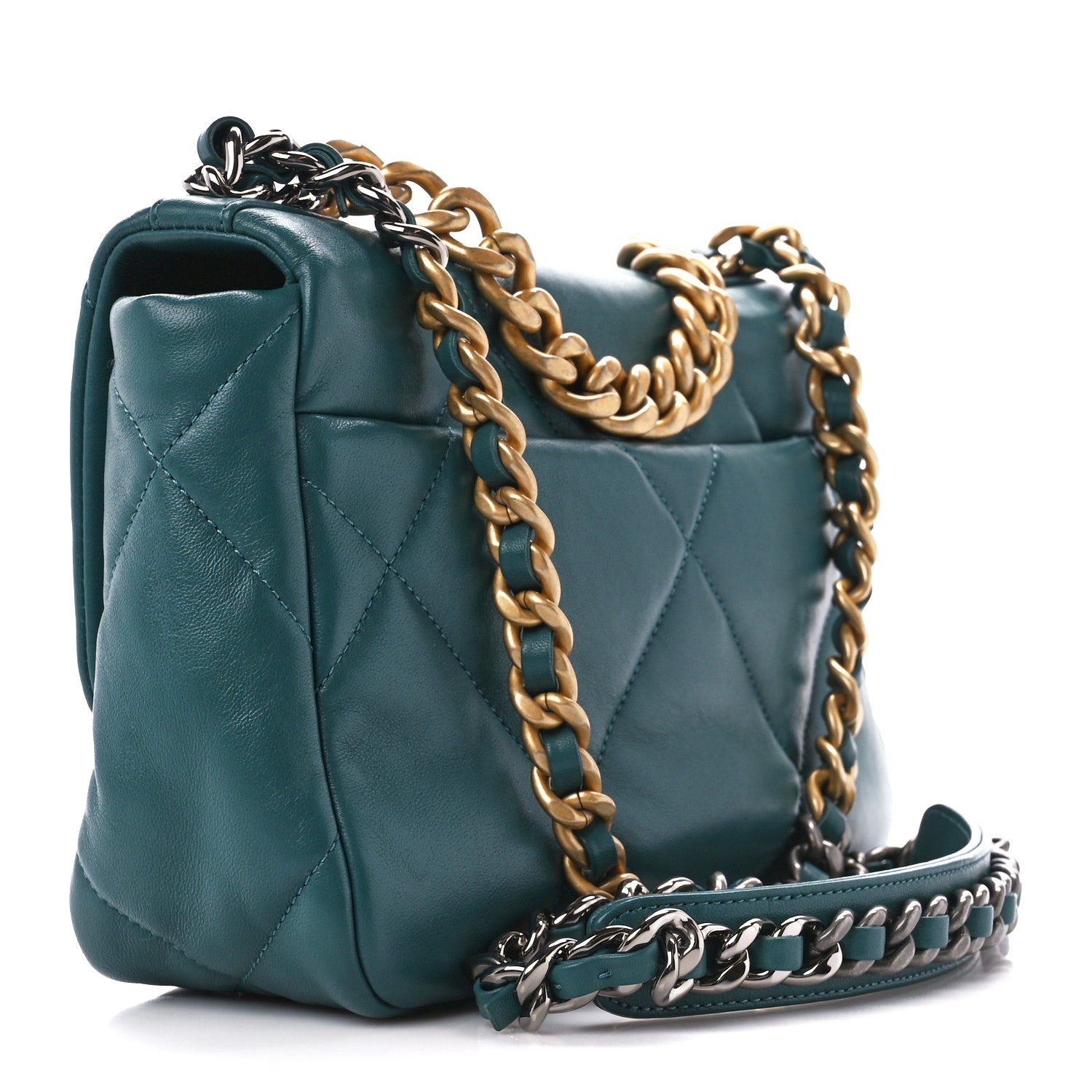 Chanel Lambskin Quilted Medium Chanel 19 Flap Green 3 of 11