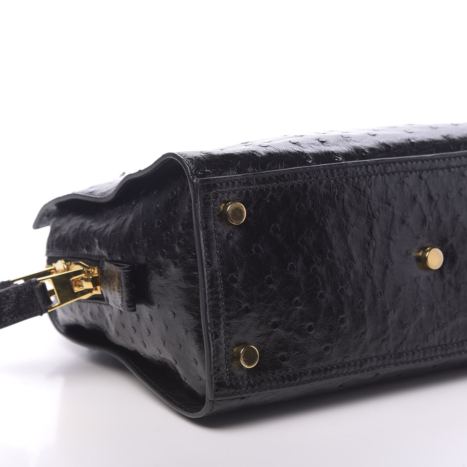 Tom Ford Ostrich Top Handle Satchel Black 9 of 11
