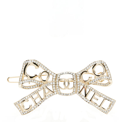 Chanel Metal Crystal Bow-tiful CC Hair Clip Gold 1 of 4