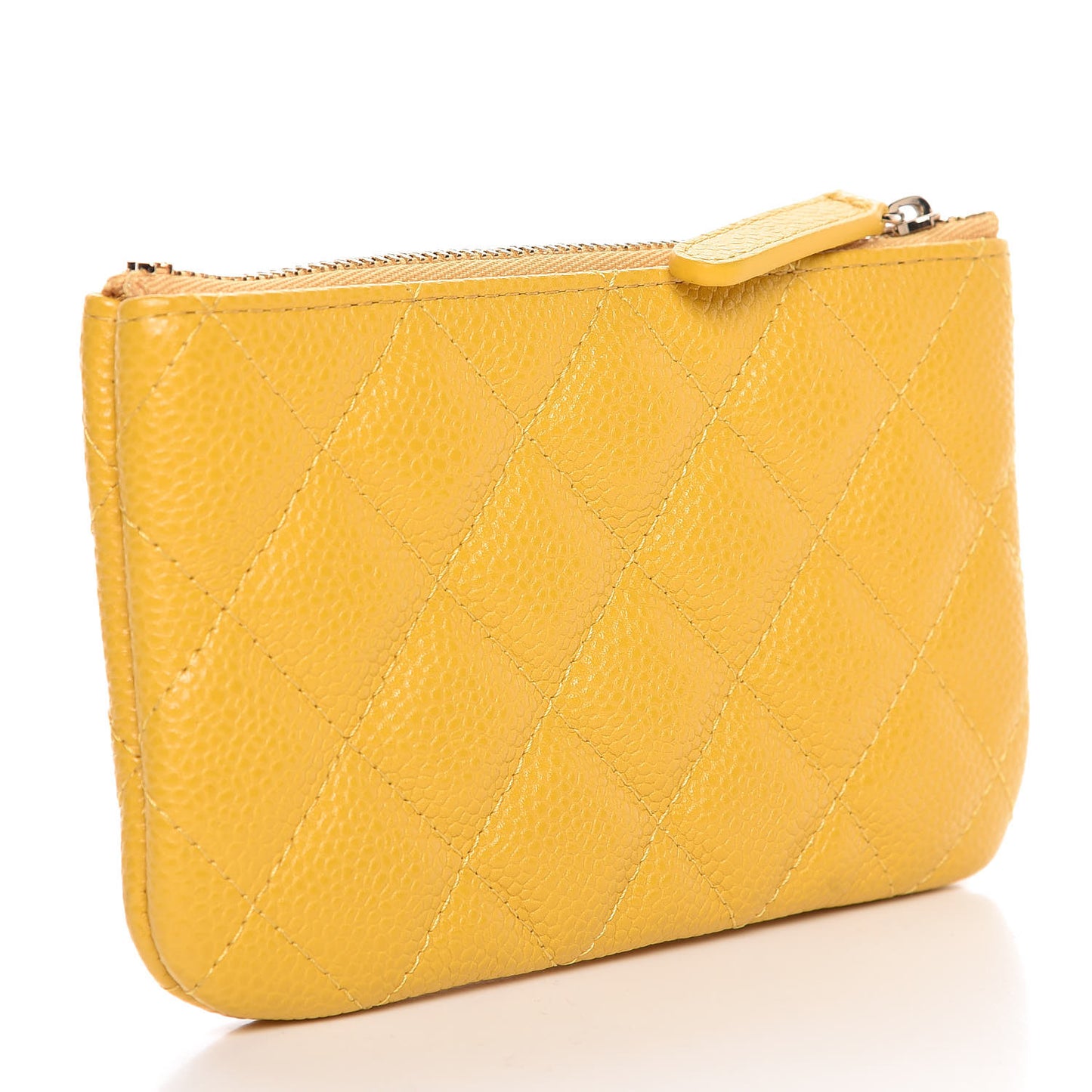 Caviar Quilted Small Cosmetic Case Yellow