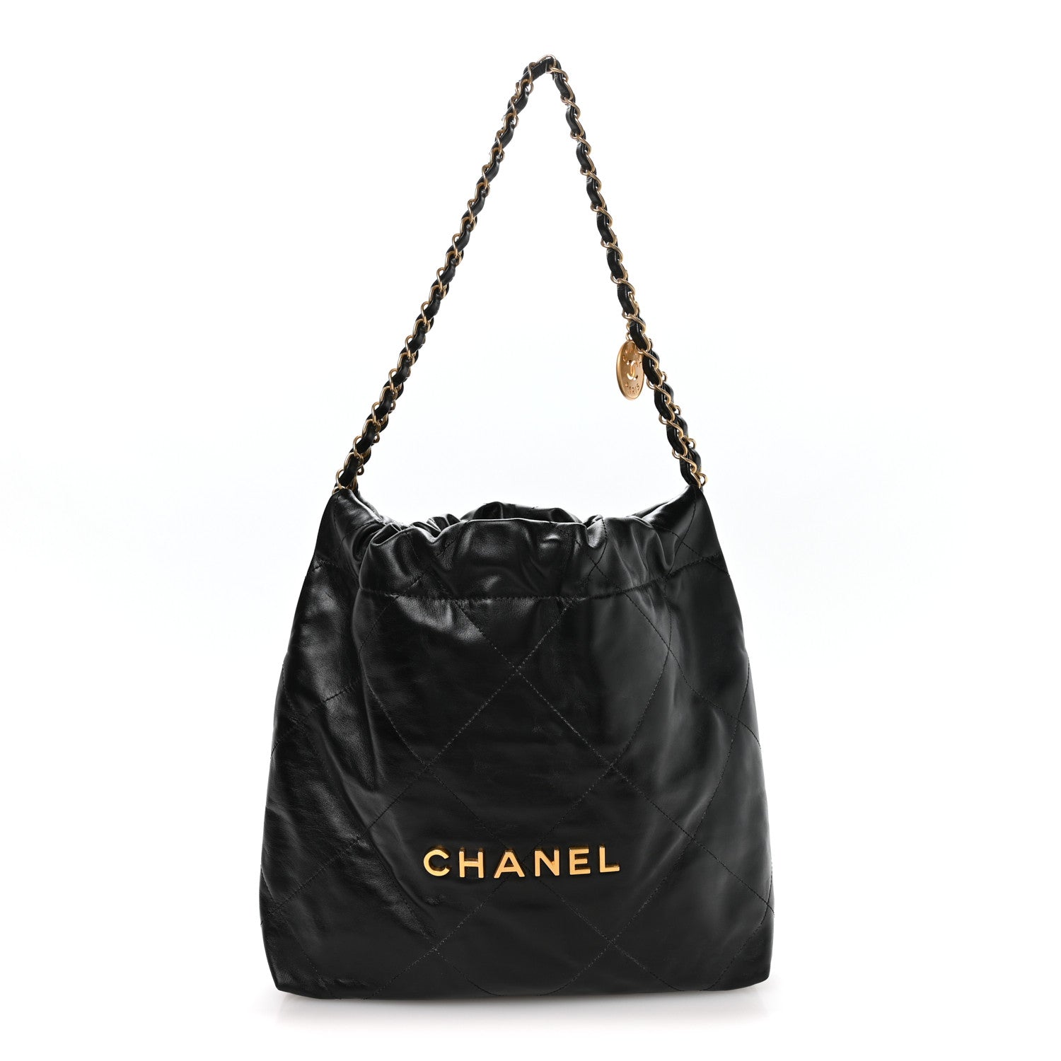 Chanel Shiny Calfskin Quilted Small Chanel 22 Black 1 of 11