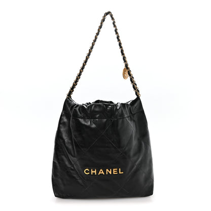 Chanel Shiny Calfskin Quilted Small Chanel 22 Black 1 of 11