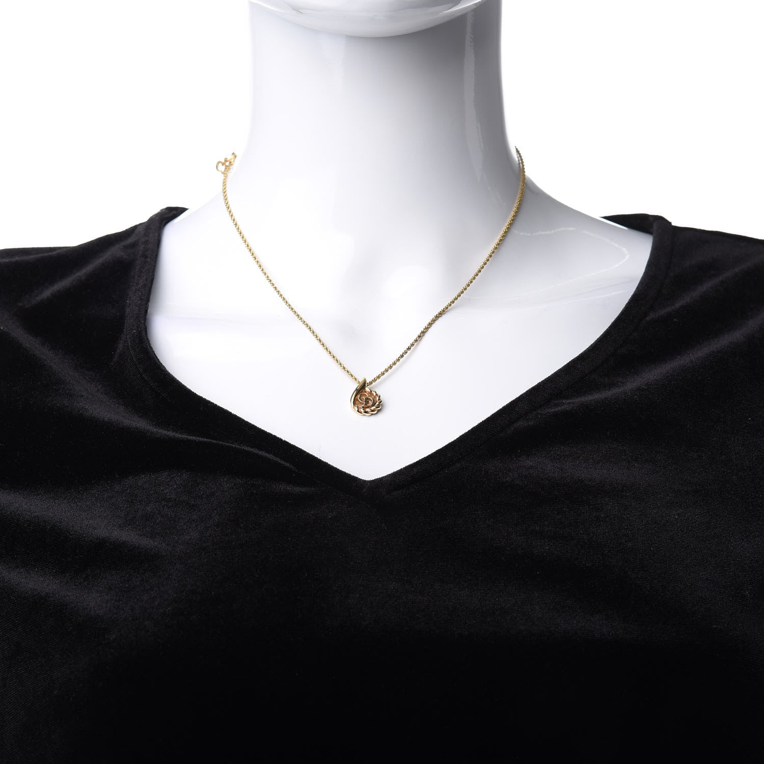 Christian Dior Metal Logo Necklace Gold 2 of 5