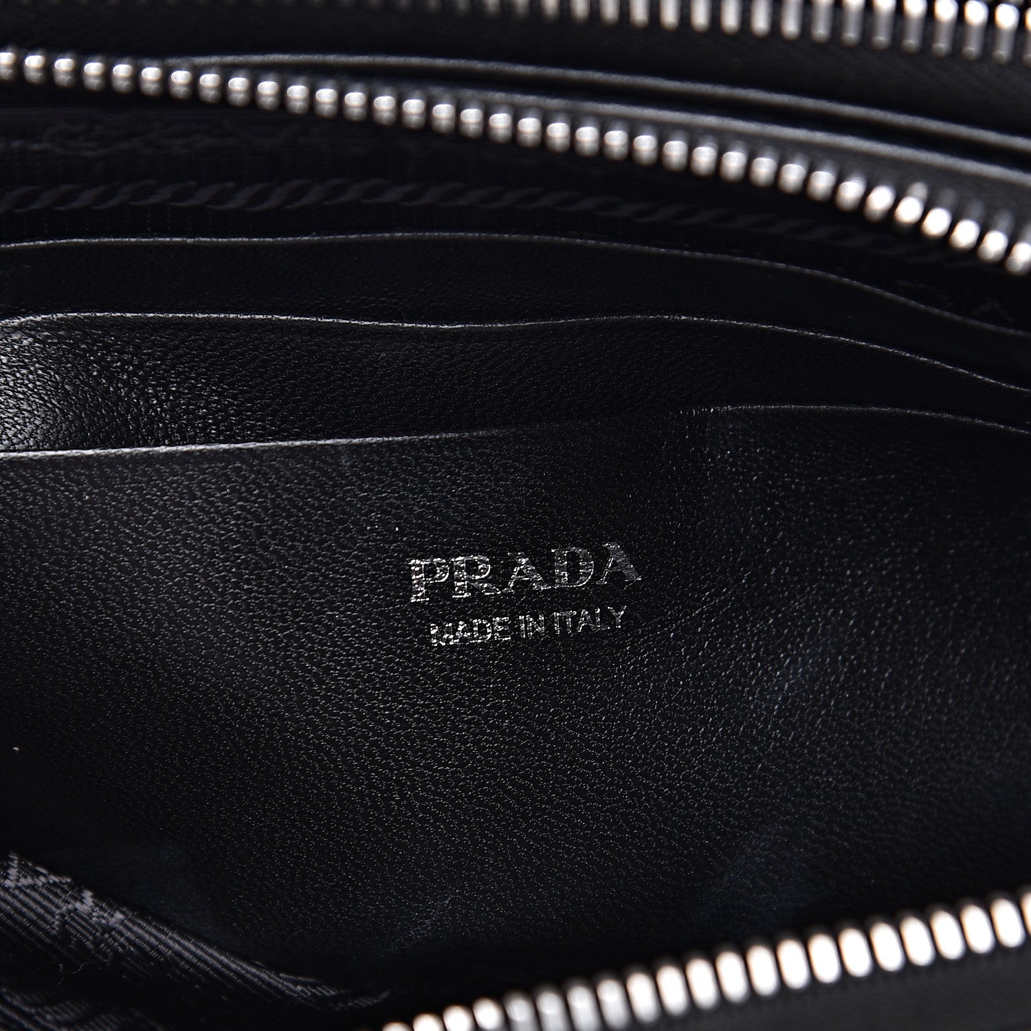 Prada Nappa Impunture Diagramme Mini Double Zip Chain Crossbody Bag Black 7 of 12
