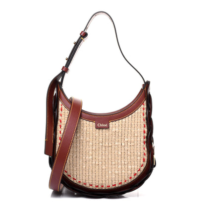Chloe Calfskin Raffia Embroidered Small Darryl Crossbody Brown 1 of 11