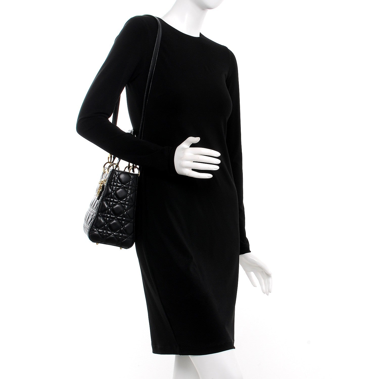 Christian Dior Lambskin Cannage Medium Lady Dior Black 2 of 10