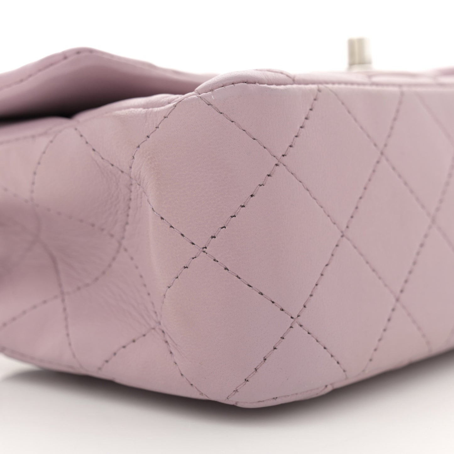 Lambskin Quilted Mini Rectangular Flap Light Purple
