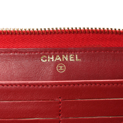Chanel Alligator Large Gusset Zip Around Wallet Red 6 of 8