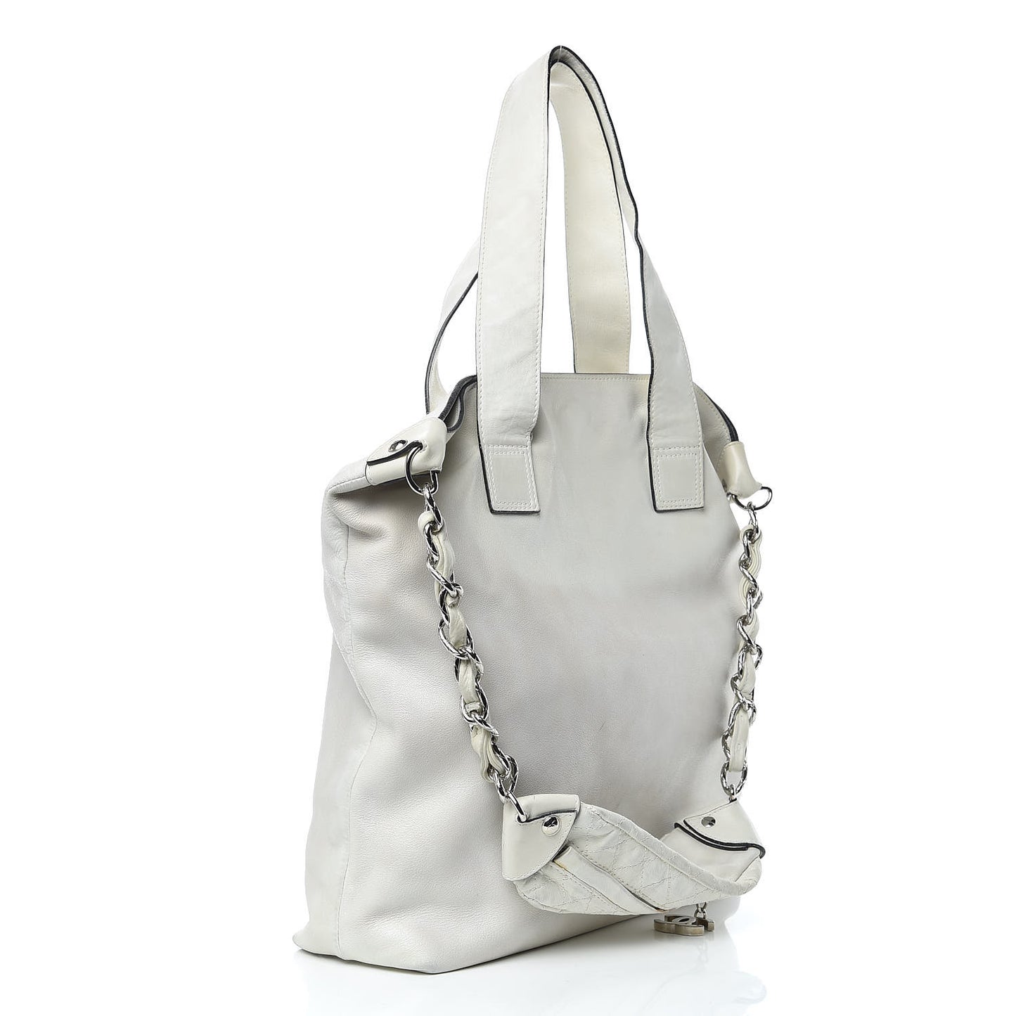 Lambskin Chain CC Tote White