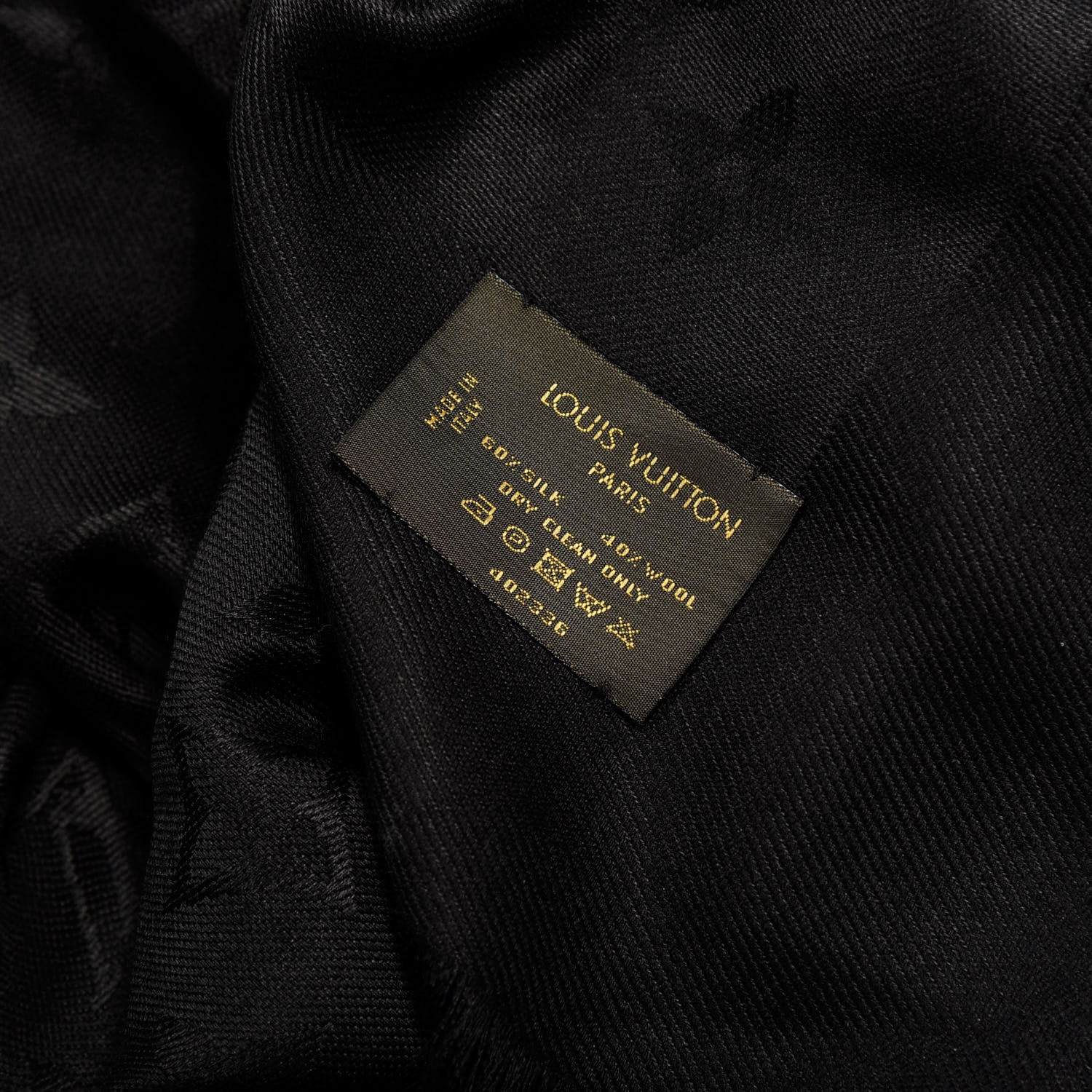 Louis Vuitton Silk Wool Monogram Shawl Black 3 of 3