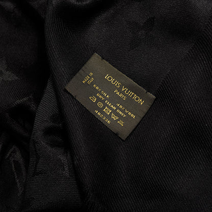 Louis Vuitton Silk Wool Monogram Shawl Black 3 of 3