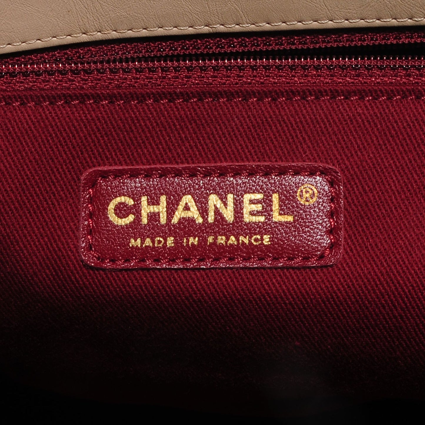 Aged Calfskin Quilted Large Pondichery Flap Beige