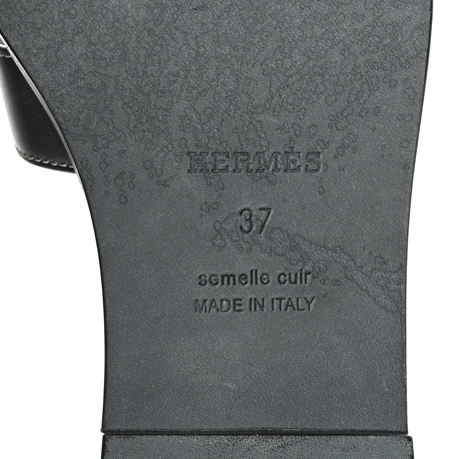 Hermes Box Calfskin Oran Sandals 37 Black 9 of 10