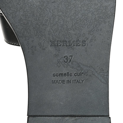 Hermes Box Calfskin Oran Sandals 37 Black 9 of 10