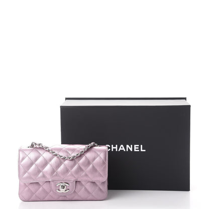Chanel Metallic Calfskin Quilted Mini Rectangular Flap Pink 10 of 15