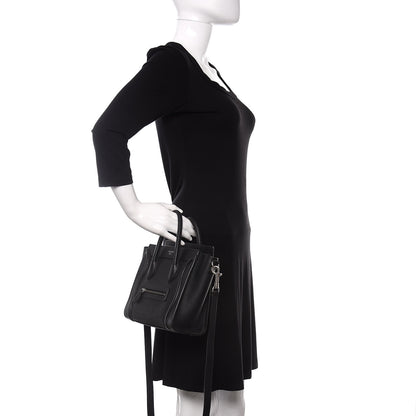 Celine Drummed Calfskin Nano Luggage Black 3 of 10