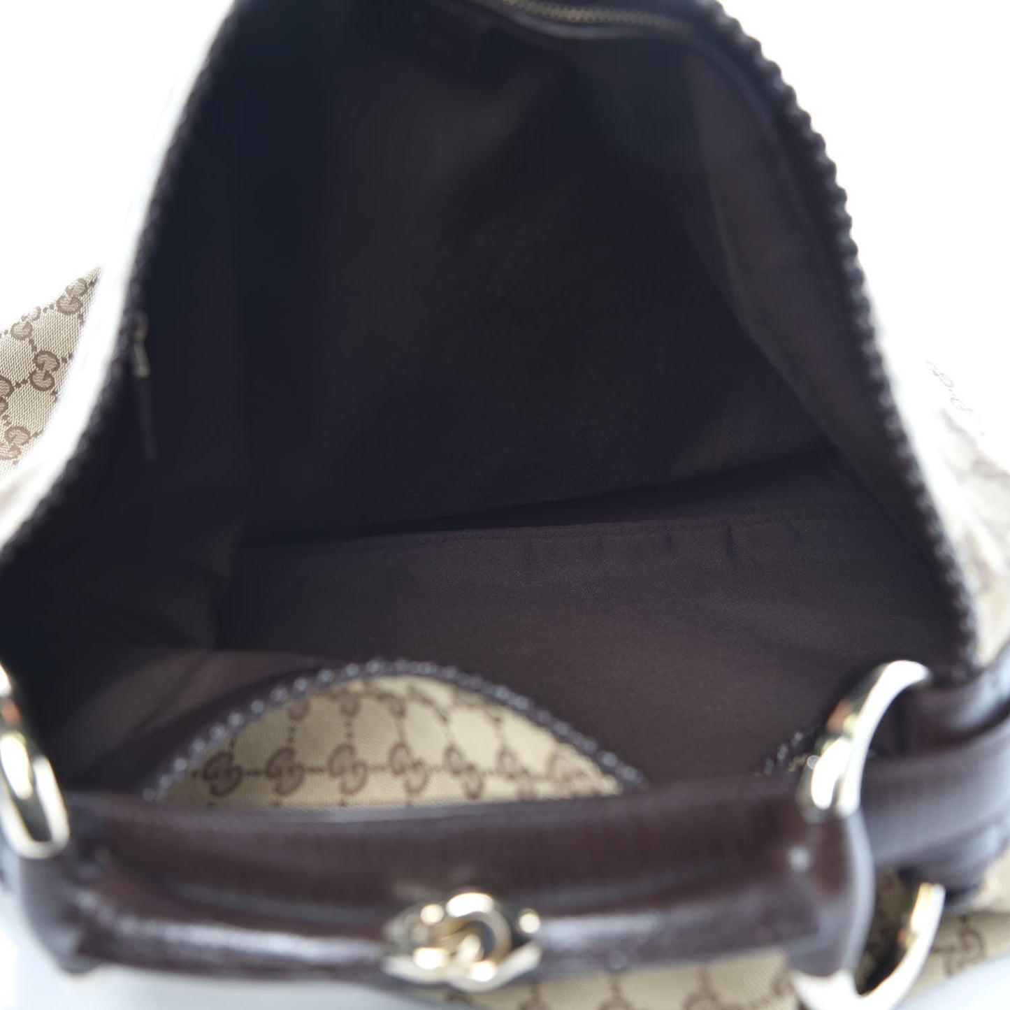 Monogram Large Horsebit Chain Hobo Dark Brown