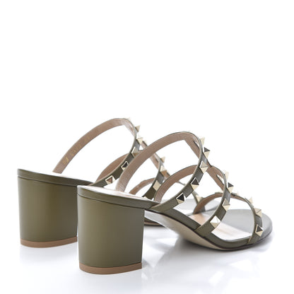 Valentino Garavani Calfskin Rockstud 60mm Caged Slide Sandals Sandals 37 Lichen 4 of 7
